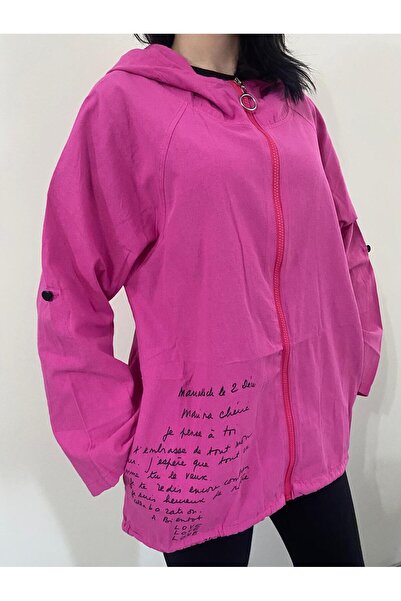 Lotus Boutique Pembe Kapşonlu Gabardin Trenç Gömlek