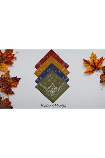 Fular Marketi %100 Pamuk 4 Adet Elegance Desenli Bandana 4egh