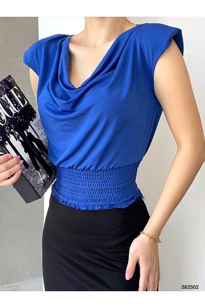 merysare Colorful Padded Sandy Blouse - Bottom Guiped and Flowy Collar