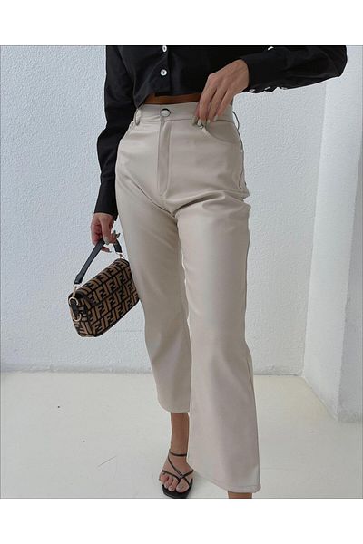 merysare Wide Leg Women's Leather TrouSers - Color Options