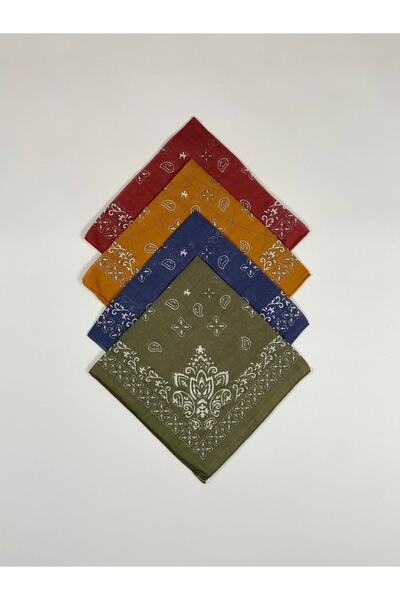 Fular Marketi %100 Pamuk 4 Adet Elegance Desenli Bandana 4egh