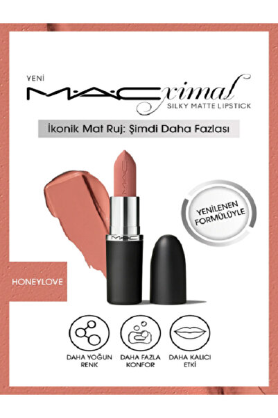 M.A.C Silky Matte Lipstick Nemlendirme Etkili Yoğun Renk Sağlayan Ruj - Honeylove Ruj 3.5 Gr…(MAC)-