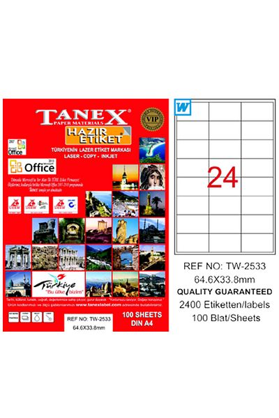 Tanex Laser Label 100 Yp 64x33 Mm Laser-copy-inkjet Tw-2533