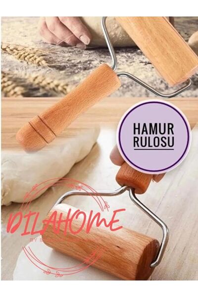 DİLAHOME Saplı Hamur Rulosu Pürüzsüz Açıcı Oklava El Silindiri Merdanesi