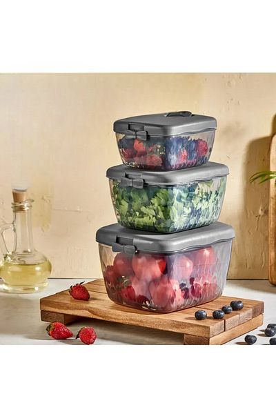 DEMPA Anthracite Set of 3 Storage Containers
