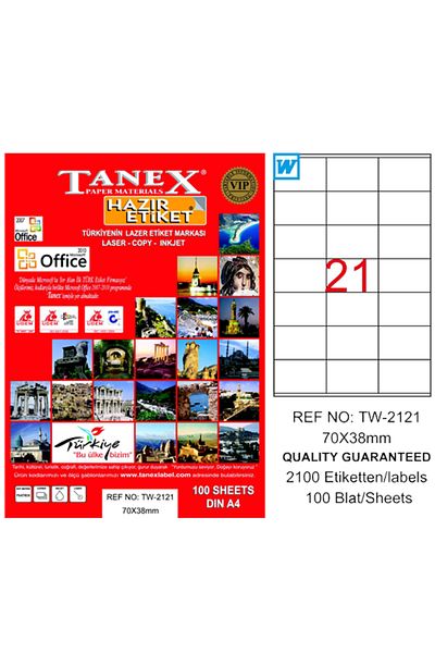 Tanex Laser Label 100 Yp 70x38 Laser-copy-inkjet Tw-2121