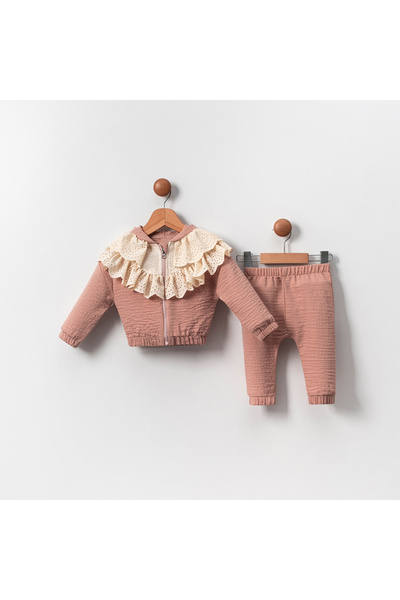 Ma Moi Baby Gül Kurusu 2’li Müslin Kız Bebek Takım