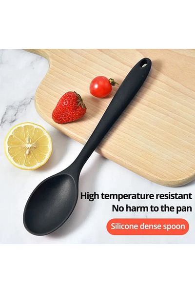 LOVYCO 28 Cm Hard Tip Heat Resistant Silicone Long Spoon - 1 Piece