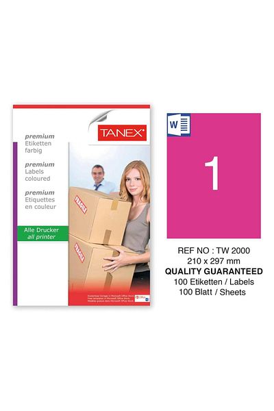 Tanex Laser Label 100 Yp 210x297 Laser-copy-inkjet Fos.pink Tw-2000