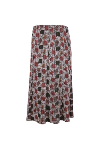 TUSSE Women's Printed Patterned Elastic Waist Piece Woven Large Size Mother Skirt
