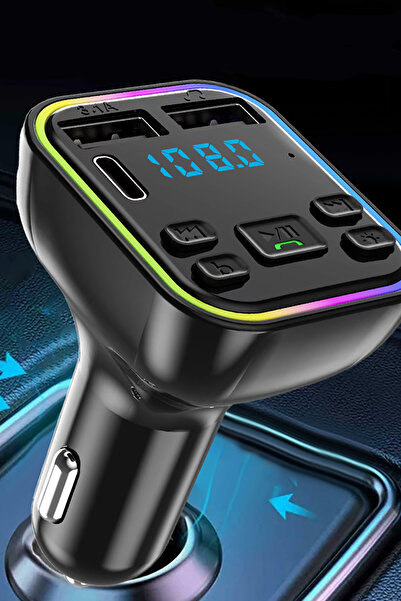 Genel Markalar Siyah Fm Verici Araba Için Bluetooth Uyumlu Araç Adaptörü Çift USB Şarj Cihazı Mp3 Çalar Desteği