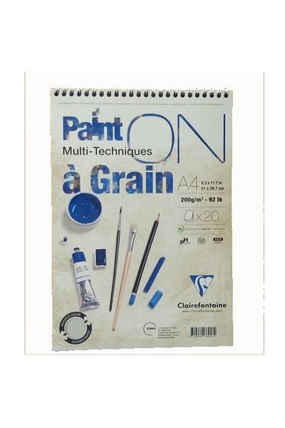 Clairefontaine Claırefontaine Caiet de pictură Bloc de desen cu granulație cu spirală de sus 20 Yp A4 200 Gr Pd 966218