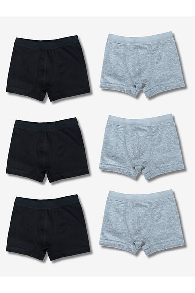 Perakids Boy's Gray Black Boxer Briefs Underwear Set of 6