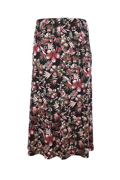 TUSSE Women's Printed Flower Patterned Elastic Waist Pieced Woven Large Size Mother Skirt