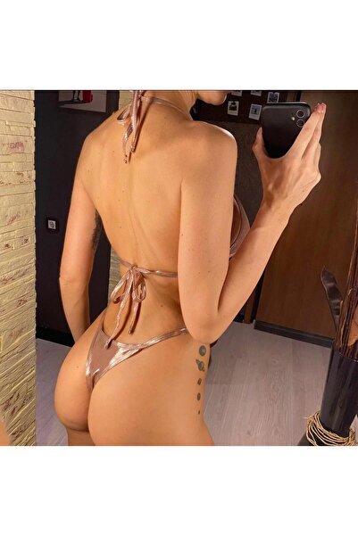 DESİGNEDBYD Kadın İnci Aksesuarlı  Bikini Takımı 2 Parça Bikini Set Beach