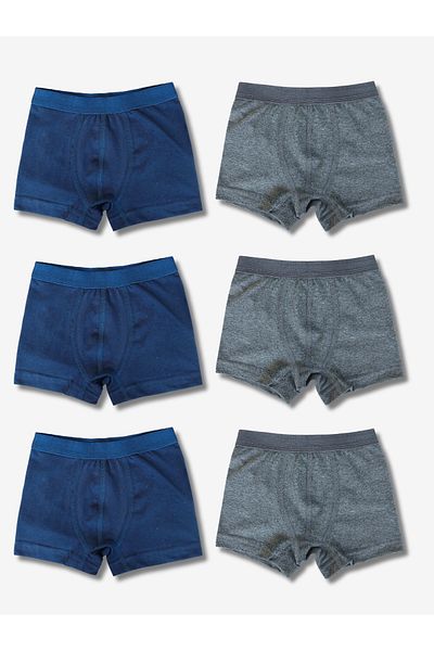 Perakids Boy's Navy Blue Gray Boxer Briefs Underwear Set of 6