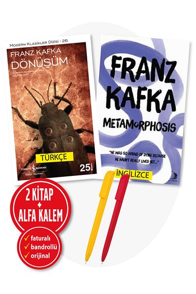Destek Yayınları Franz Kafka's Alpha Pen + Transformation + Metamorphosis 2 Books - Turkish and English Supported