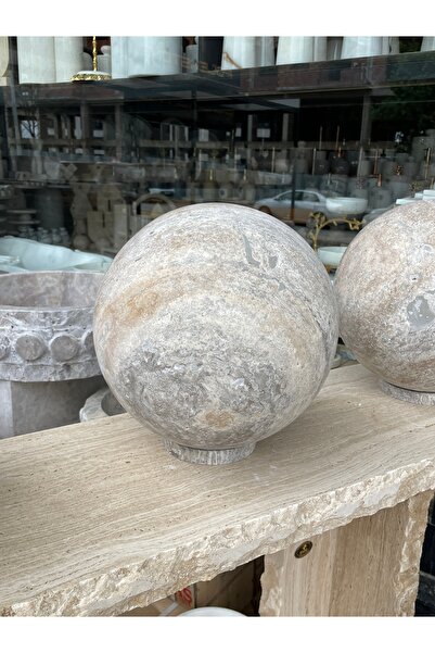Polen Stone Silver Traverten Doğal Taş Küre 30cm çapında tam küre