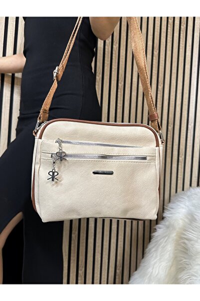 Nstil Жіноча сумка через плече бежевого кольору - на блискавці, з регульовани...