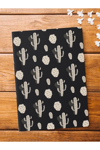 Postifull Caiet fără linii, Caiet cu model cactus, Blocnotes, Caiet pentru minte și memorie, 64 pagini, 14*21 cm