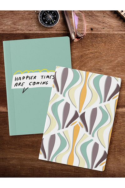 Postifull Unlined Notebook Set, 2 Boho Themed Notebook, Notepad, Memory Book, 64 Pages Medium Size