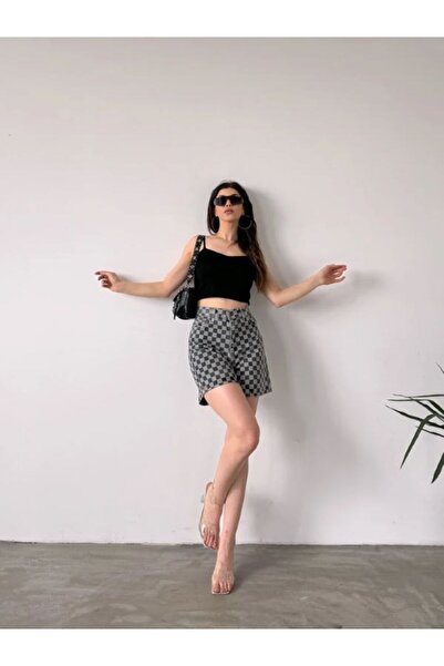 Genel Markalar Paçası Püsküllü Farklı Desenli Denim Şort