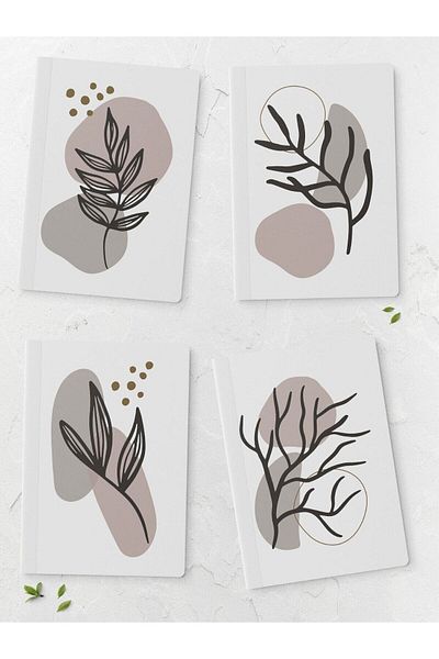 Postifull Set caiete fara linii - Floare Botanica - 4 bucati - 14cm*20cm - 64 pagini