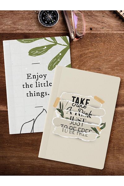 Postifull Unlined Notebook Set, 2 Pieces of Motivational Patterned Notebook, Notepad, Memory Book, 64 Pages