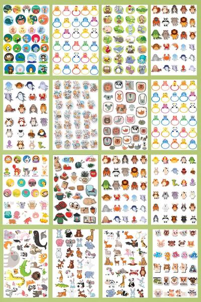 Postifull Etiket Seti, 500 Sticker, 16 Sayfa Sticker Book, Bullet Journal, Günlük, Laptop, Telefon Uyumlu