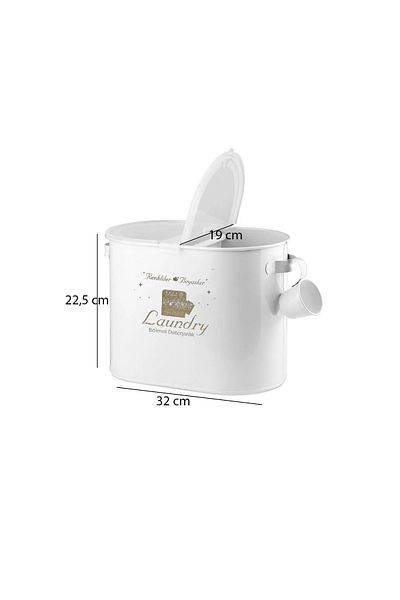 Laundry Metal Compartment Detergent Box White Lr033