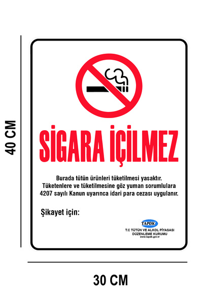 Yoko Home SİGARA İÇİLMEZ Yazılı Folyo (Düz Zemine Yapıştırılır) Yapışkanlı Kağıt