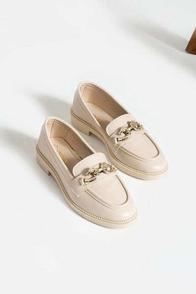 İnan Ayakkabı WOMEN'S BEIGE COLOR BUCKLE DETAILED DAILY SHOES & FLAT SHOES