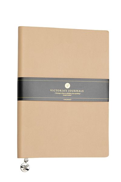 Victoria's Journals Smyth Classic Flexible Cover Striped Notebook, 14.8x21 cm -Beige