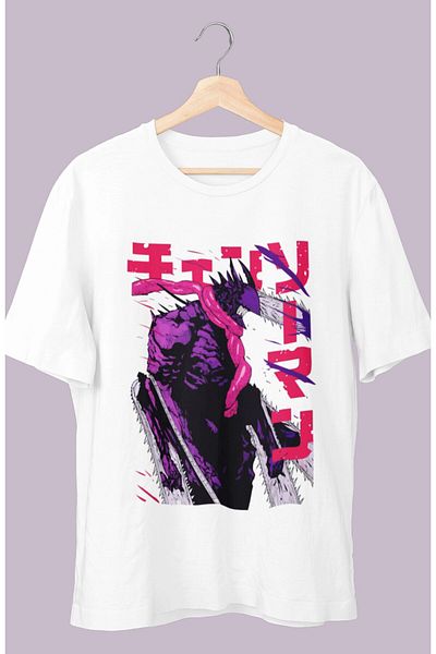 Fuddy Moda Μπλουζάκι με στάμπα Oversize Chainsaw Man Denji Version 1, Unisex Anime Printed T-shirt