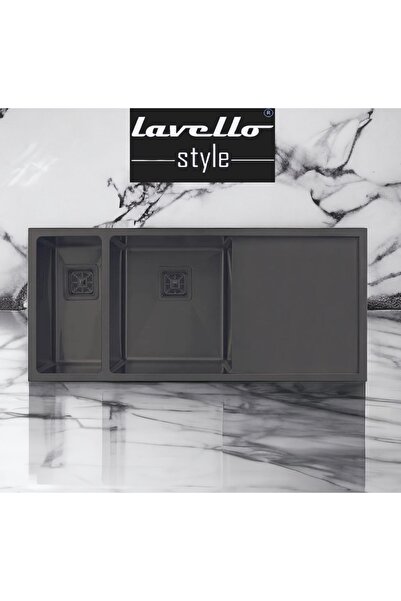 LAVELLO STYLE Meta 4018 L Sağ Damlalıklı 1,5 göz Pvd Kaplam Füme Siyah Paslan...