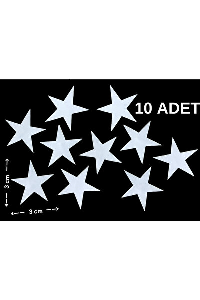 Megas Etiket Ütü ile Yapışan Beyaz Yıldız Set Dokuma Arma/Yama