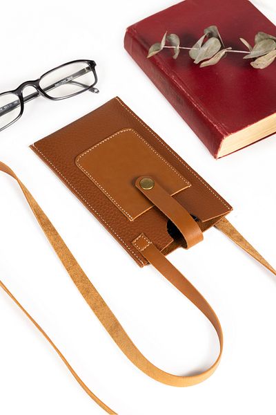 NOTHING Women's Leather Taba Snap Closure Card Holder Sectioned Strap Phone Bag