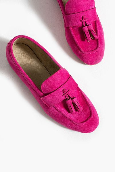 İnan Ayakkabı WOMEN'S Fuchsia Suede Color TASSEL DETAILED SHOES & SHOES
