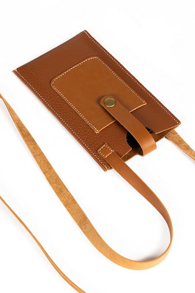 NOTHING Women's Leather Taba Snap Closure Card Holder Sectioned Strap Phone Bag