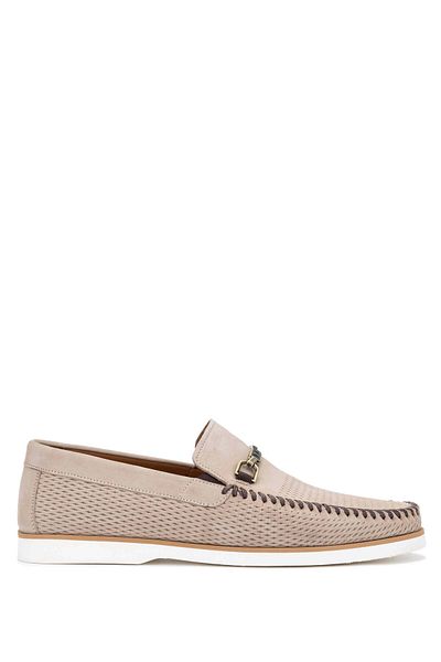 Tamer Tanca Men's Genuine Leather Beige Nubuck Loafers