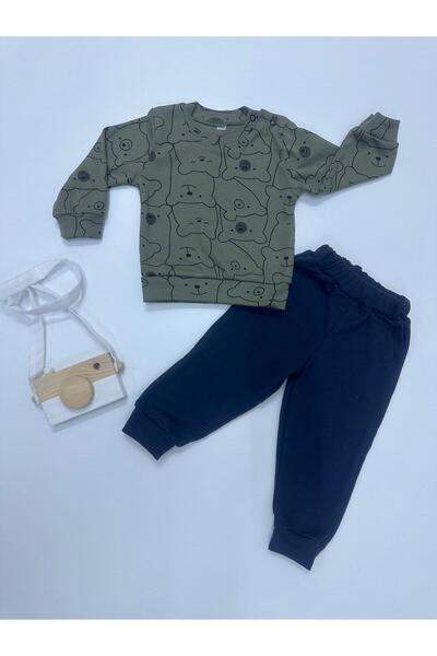 minibird baby طقم أطفال مكون من قطعتين بطبعة دب