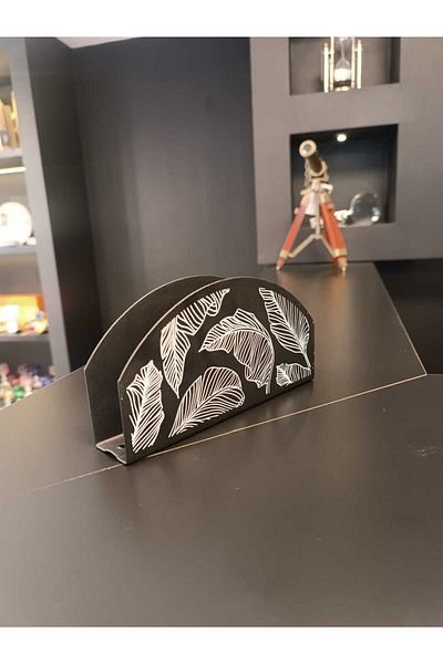 The Mia Napkin Holder Black 16 x 8 Cm - Banana Palm