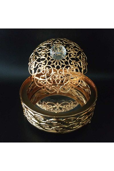 HİLALKRİSTAL Metal Lid Sugar Bowl and Turkish Delight Bowl Mirrored Catering Bowl
