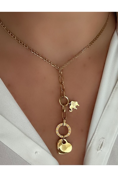 MAT STORE Charmed Steel Gold Necklace