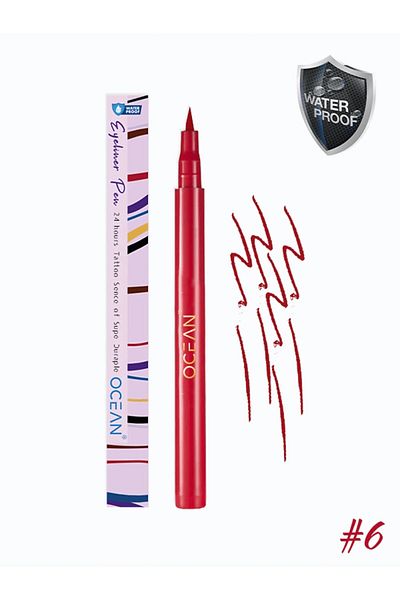TipsArt Red Eyeliner - Liquid Pen, Waterproof, Intense Pigment