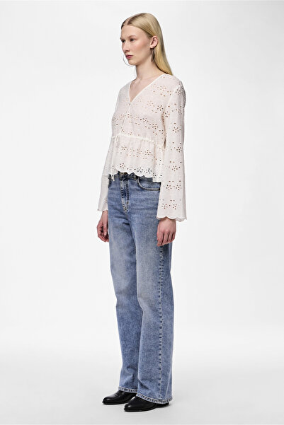 PIECES PCARMORINE LS EMBRODERI TIE TOP