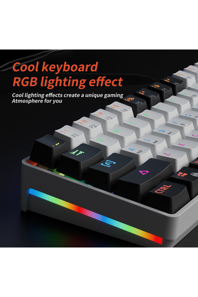 Choice لوحة مفاتيح ميكانيكية للألعاب Mk61 USB بمفتاح أحمر و61 مفتاحًا وكابل سلكي قابل للفصل وإضاءة خلفية RGB...