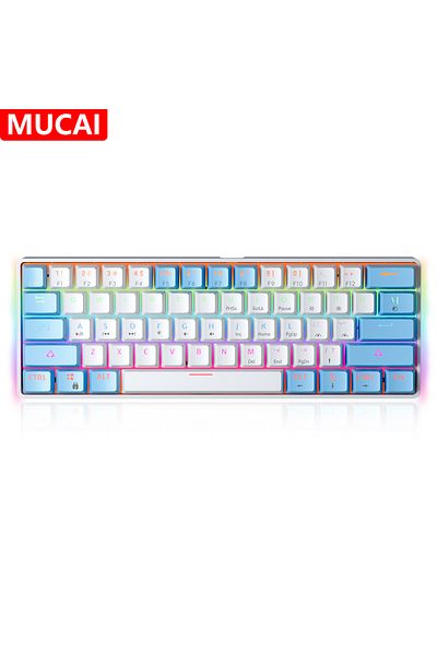 MUCAI Mk61 Usb Gaming Mechanical Keyboard Red Switch 61 Keys Wired Detachable Cable Rgb Backlit H...
