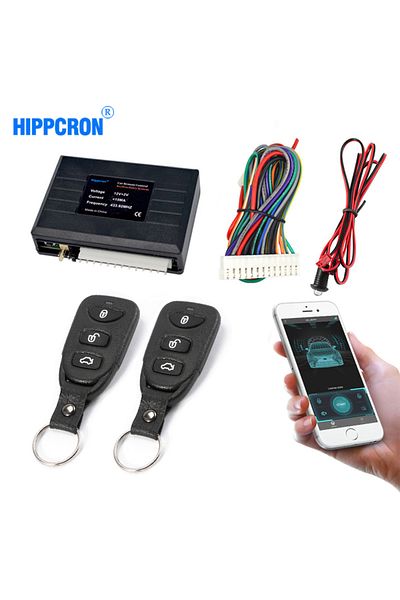 hippcron أنظمة إنذار السيارة العالمية، مجموعة مركزية عن بعد، قفل باب بدون مفتاح مع تطبيق دخول عن بعد...