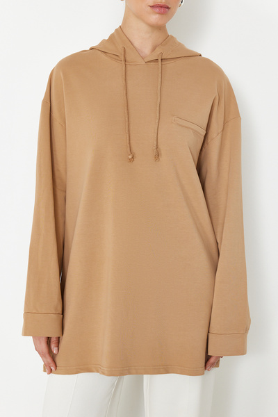 Trendyol Modest Acid Washed Oversize Hooded Sweatshirt - TCTSS24TW00006